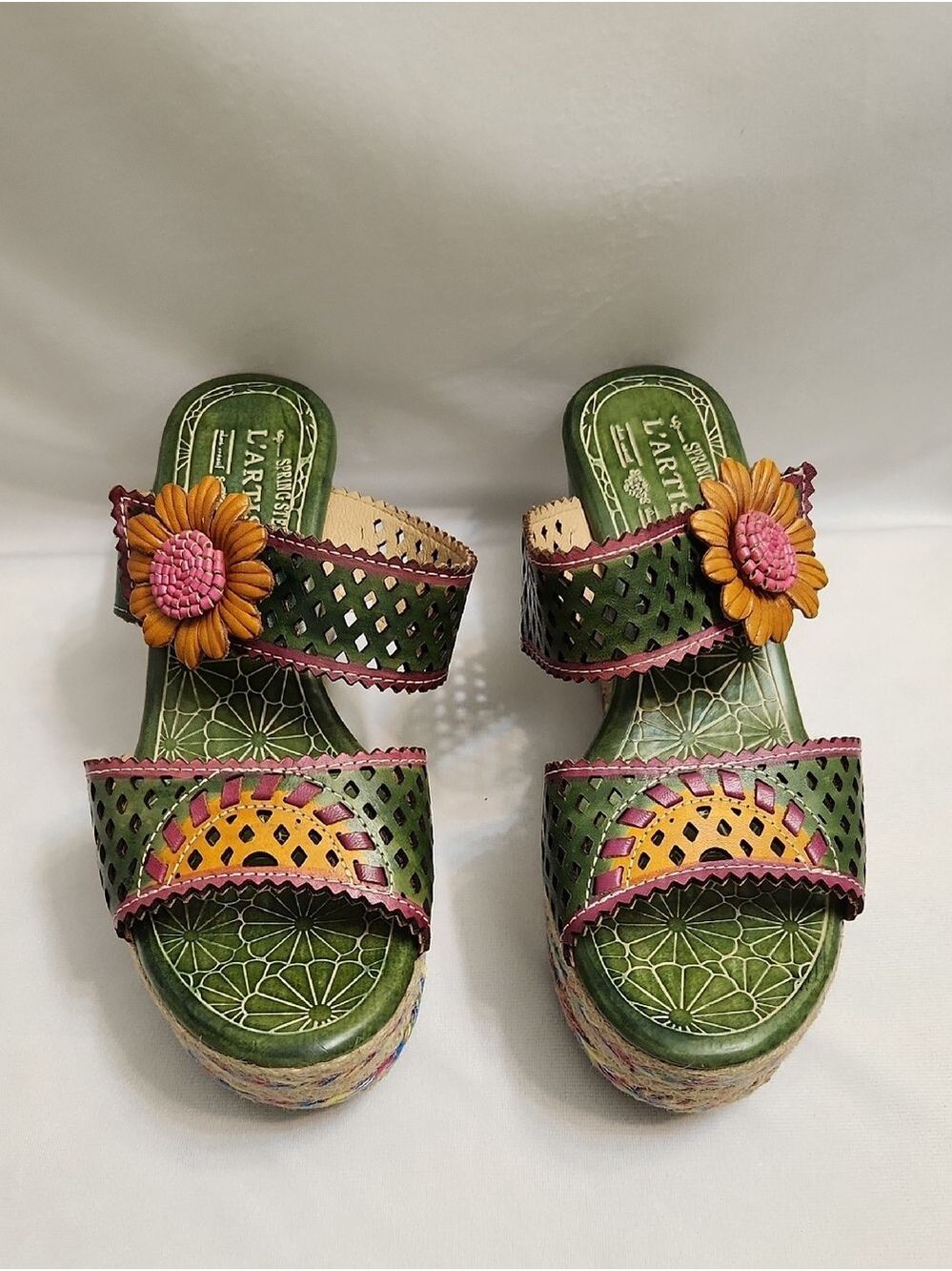 L'Artiste Spring Step Virgie Floral Platform Espadrille Sandals (W Size 40)